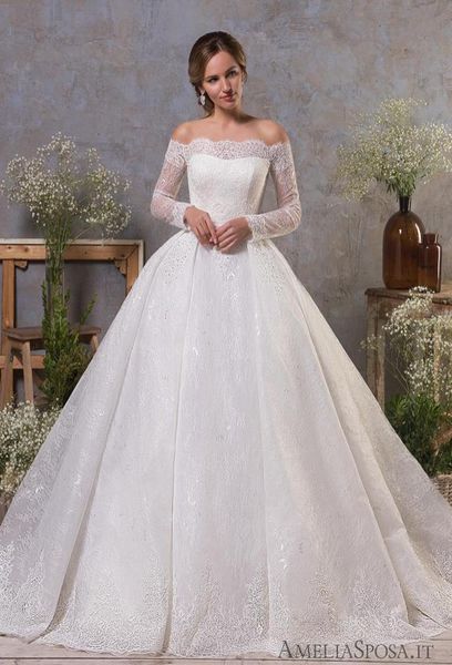 long sleeve lace wedding dresses 2019 princess off the shoulder bridal gowns ball gown formal dress for bride zipper back with but2305588, White
long sleeve lace wedding dresses 2019 princess off the shoulder bridal gowns ball gown formal dress for bride zipper back with but2305588, White