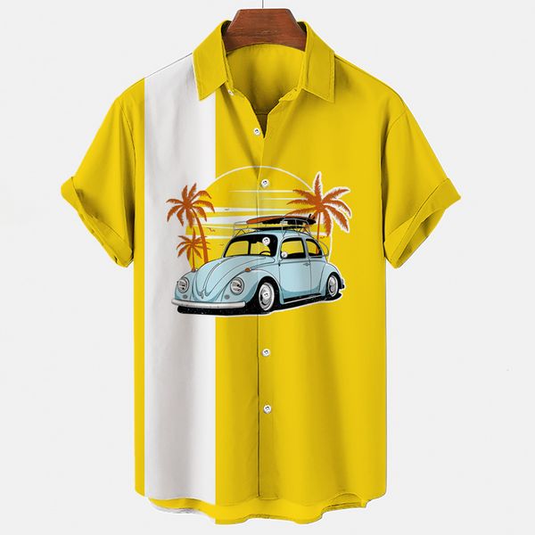 men's polos hawaiian shirt printed with car print and yellow striped tree loose coconut casual lapel single button 230630, White;black
men's polos hawaiian shirt printed with car print and yellow striped tree loose coconut casual lapel single button 230630, White;black