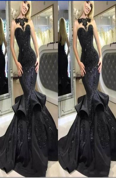 2019 black mermaid prom dresses with ruffles lace applique sleeveless sweetheart custom made evening party dress formal occas7174491
2019 black mermaid prom dresses with ruffles lace applique sleeveless sweetheart custom made evening party dress formal occas7174491