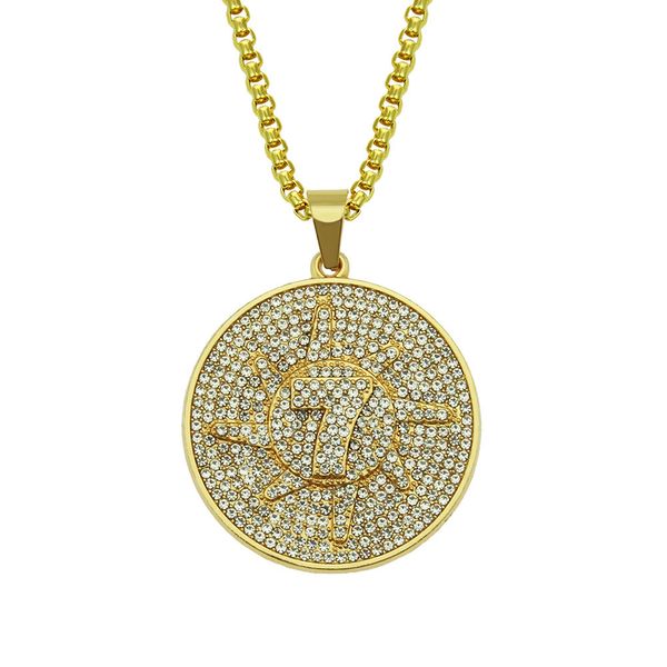 hip hop rapper shiny diamond pendant gold necklace no.7 roundel pendant micro-inset zircon jewelry 75cm night club accessory sweater chain 1, Silver
hip hop rapper shiny diamond pendant gold necklace no.7 roundel pendant micro-inset zircon jewelry 75cm night club accessory sweater chain 1, Silver