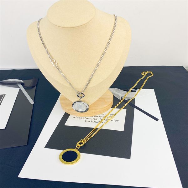 europe and the united states fashion titanium steel hip hop necklace long double sided round brand necklace, Silver
europe and the united states fashion titanium steel hip hop necklace long double sided round brand necklace, Silver