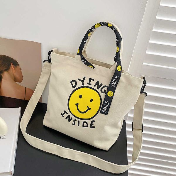 ins han dongmen smiling face printed student canvas tote bag women's new high capacity handheld crossbody shoulder bag
ins han dongmen smiling face printed student canvas tote bag women's new high capacity handheld crossbody shoulder bag