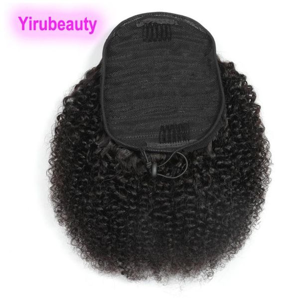 

peruvian human hair ponytails afro kinky curly virgin hair brazlian 100g 1 piece afro kinky curly malaysian remy pony tails6050254, Black