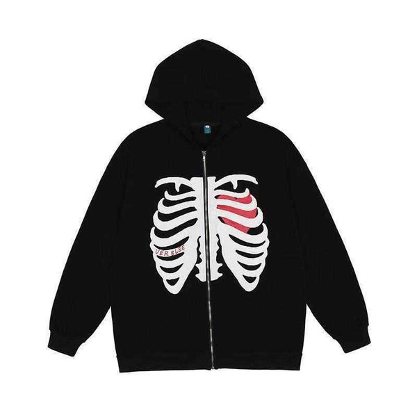 2023 men's hoodie sweater bone dark sweatshirt men's and women's zipper plush garment top, Black
2023 men's hoodie sweater bone dark sweatshirt men's and women's zipper plush garment top, Black