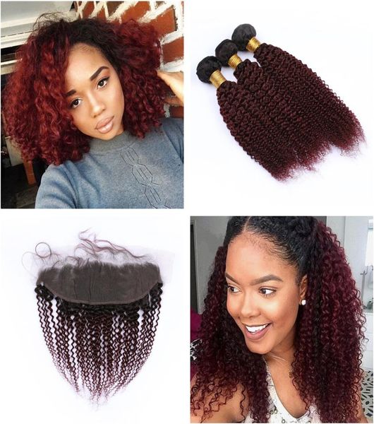 ombre colored kinky curly 3bundles with ear to ear lace frontal closure 1b 99j afro curly hair extensions with lace frontal 13x42632171, Black
ombre colored kinky curly 3bundles with ear to ear lace frontal closure 1b 99j afro curly hair extensions with lace frontal 13x42632171, Black