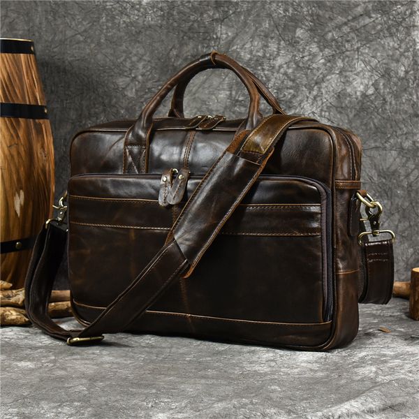 

briefcases large genuine leather handbag for men business lapbag male travel briefcase fashion real cowhide computer shoulder 230701