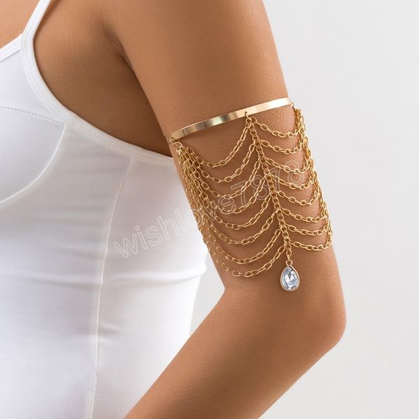 trendy waterdrop glass pendant upper arm cuff bangles for women multilayer tassel charm open arm bracelet party gifts, Golden;silver
trendy waterdrop glass pendant upper arm cuff bangles for women multilayer tassel charm open arm bracelet party gifts, Golden;silver