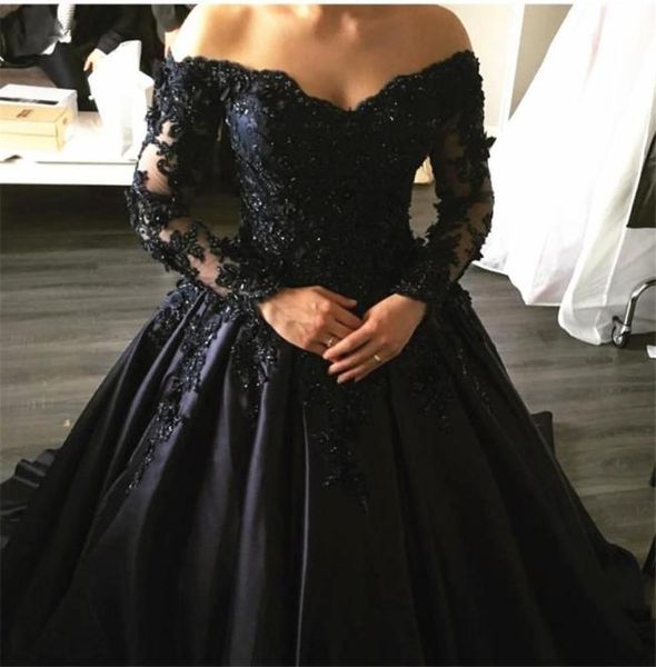 sheer crystals navy blue lace appliques long sleeves ball gowns prom dresses off shoulder vestidos para fiesta de gala5694777, Black
sheer crystals navy blue lace appliques long sleeves ball gowns prom dresses off shoulder vestidos para fiesta de gala5694777, Black