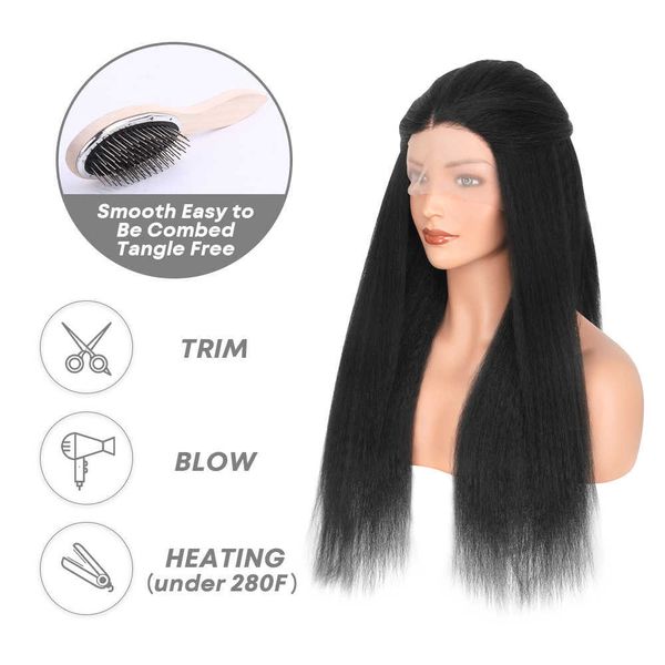 nxy kinky straight lace front wig 180% density black yaki wig for women with baby hair synthetic wigs heat temperature glueless 230524, Black;brown
nxy kinky straight lace front wig 180% density black yaki wig for women with baby hair synthetic wigs heat temperature glueless 230524, Black;brown