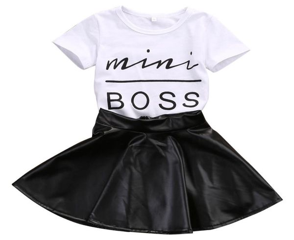 2018 new fashion toddler kids girl clothes set summer short sleeve mini boss tshirt leather skirt 2pcs outfit child suit9299689, White
2018 new fashion toddler kids girl clothes set summer short sleeve mini boss tshirt leather skirt 2pcs outfit child suit9299689, White