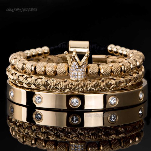 3pcs/set luxury micro pave cz crown roman royal charm men bracelets stainless steel crystals bangles couple handmade jewelry gift, Golden;silver
3pcs/set luxury micro pave cz crown roman royal charm men bracelets stainless steel crystals bangles couple handmade jewelry gift, Golden;silver