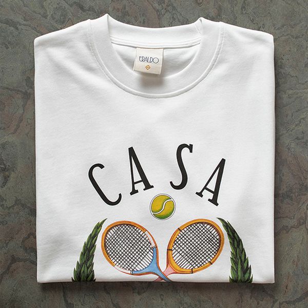 men's t-shirts good quality tennis racket print casablanca fashion t-shirt men casablanca cotton tee t shirt mens clothing 230701, White;black
men's t-shirts good quality tennis racket print casablanca fashion t-shirt men casablanca cotton tee t shirt mens clothing 230701, White;black