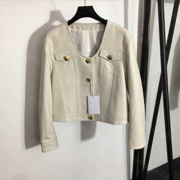 23ss womens designer clothing women leather jacket custom carriage gold buckle chest fake pocket u-collar leather jacket 100% imported sheep, Black
23ss womens designer clothing women leather jacket custom carriage gold buckle chest fake pocket u-collar leather jacket 100% imported sheep, Black