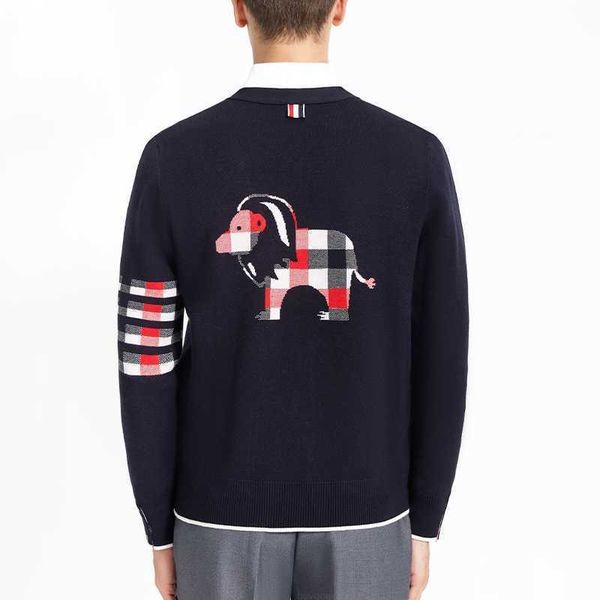 tb thom sweaters men's new back lion v-neck loose couple knitted cardigan korean casual fashion wool long sleeves sweaters, White;black
tb thom sweaters men's new back lion v-neck loose couple knitted cardigan korean casual fashion wool long sleeves sweaters, White;black