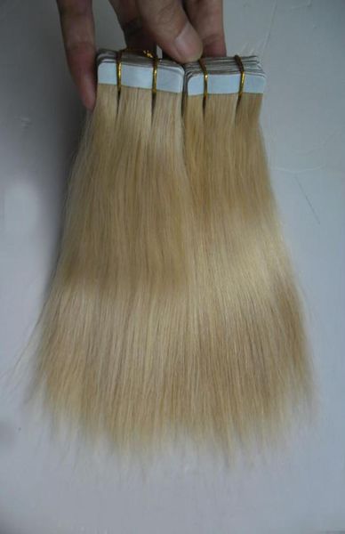 

613 bleach blonde brazilian hair bundles 40pcs virgin straight tape in human hair extensions 100g pu skin weft tape hair extensio6500472, Black