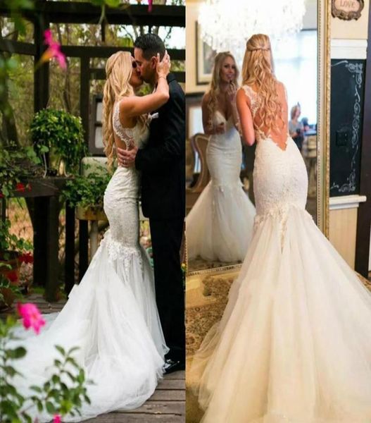 new bohemia wedding dresses with lace appliques backless v neck count train mermaid wedding gowns tulle custom made beach bridal d7069092, White
new bohemia wedding dresses with lace appliques backless v neck count train mermaid wedding gowns tulle custom made beach bridal d7069092, White