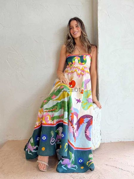 elegant print colorful women's sundress high waist spaghetti straps backless aline ladies dress summer beach vacation robe, Black;gray
elegant print colorful women's sundress high waist spaghetti straps backless aline ladies dress summer beach vacation robe, Black;gray