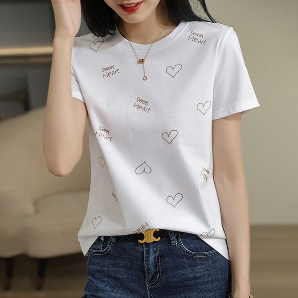 men s t shirts summer mercerized cotton diamond printing t shirt for women high count density round neck casual loose and 230701, White;black
men s t shirts summer mercerized cotton diamond printing t shirt for women high count density round neck casual loose and 230701, White;black