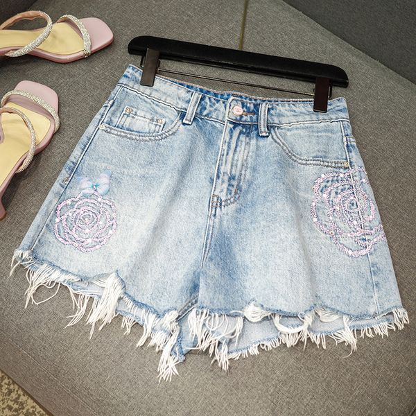 women s jeans fashion temperament embroidery high waist broad legged fur trimmed casual denim shorts female summer trousers clothing 230701, Blue
women s jeans fashion temperament embroidery high waist broad legged fur trimmed casual denim shorts female summer trousers clothing 230701, Blue
