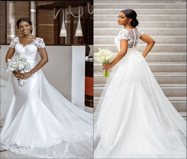 2022 modest short sleeve vneck wedding dress vestidos de novia floral lace womens bridal dresses for bride with tail2604332, White
2022 modest short sleeve vneck wedding dress vestidos de novia floral lace womens bridal dresses for bride with tail2604332, White