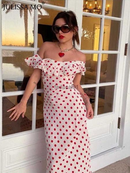 julissa mo 2023 polka dot ruffles bandage maxi dress women off shoulder slim elegant party dress summer beach holiday sundresses l230621, Black;gray
julissa mo 2023 polka dot ruffles bandage maxi dress women off shoulder slim elegant party dress summer beach holiday sundresses l230621, Black;gray