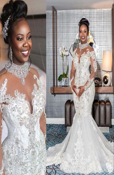 2022 bling african crystal mermaid wedding dresses high neck sheer long sleeves lace beading bridal wedding gowns elegant rob4905666, White
2022 bling african crystal mermaid wedding dresses high neck sheer long sleeves lace beading bridal wedding gowns elegant rob4905666, White