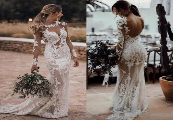 illusion bodice mermaid wedding dresses jewel neck lace applique 2019 backless custom made sweep train long sleeves wedding g8635260, White
illusion bodice mermaid wedding dresses jewel neck lace applique 2019 backless custom made sweep train long sleeves wedding g8635260, White