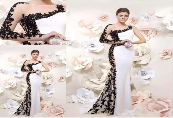 fashion black lace and white one shoulder with long sleeve prom dresses unique designer applique long evening party formal d4068191
fashion black lace and white one shoulder with long sleeve prom dresses unique designer applique long evening party formal d4068191