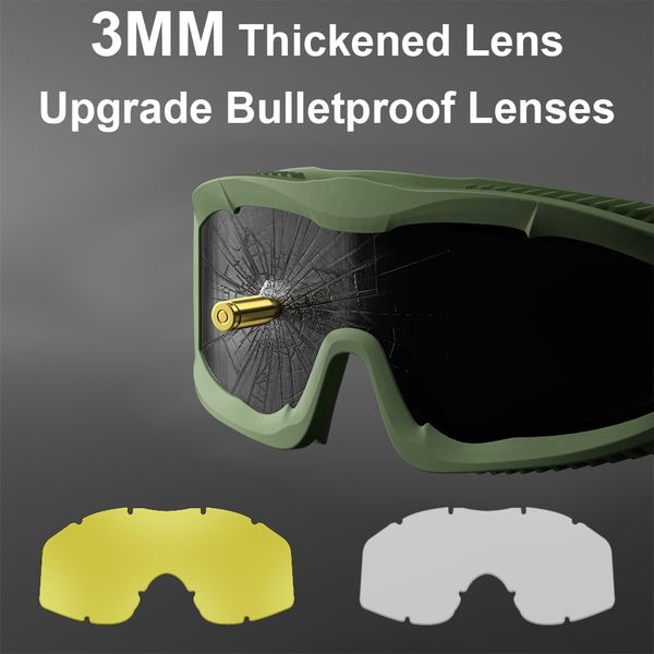 Image of Outdoor Eyewear Upgrade 3mm Tactical Goggles Military Combat Explosion proof Anti shock Glasses Hunting Airsoft Paintball 230701