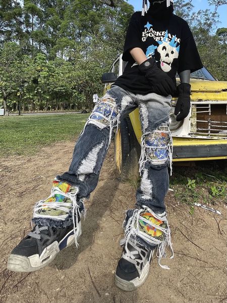 4xl mens jeans designer men and women destruction of washed heavy embroidery ripped jeans man straight leg loose fashion pants, Blue
4xl mens jeans designer men and women destruction of washed heavy embroidery ripped jeans man straight leg loose fashion pants, Blue