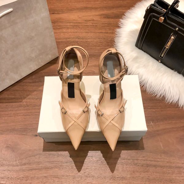 designer shoes high heels women sandals cross strap design mesh upper pointed fine heel buckle 8cm with box size 35-40, Black
designer shoes high heels women sandals cross strap design mesh upper pointed fine heel buckle 8cm with box size 35-40, Black