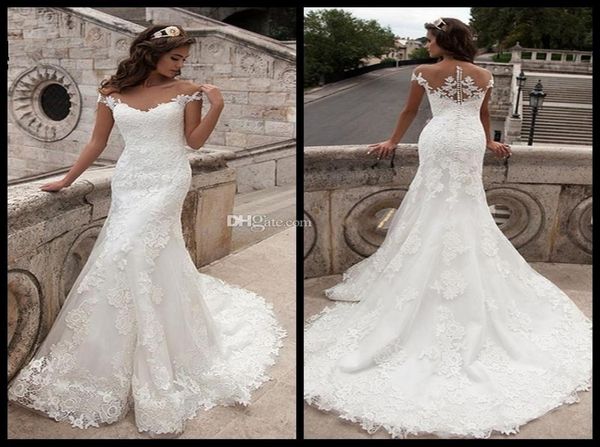 vintage sheer neck lace mermaid wedding dresses bridal gowns cap sleeves tulle appliques summer beach plus size wedding gown with 6041411, White
vintage sheer neck lace mermaid wedding dresses bridal gowns cap sleeves tulle appliques summer beach plus size wedding gown with 6041411, White