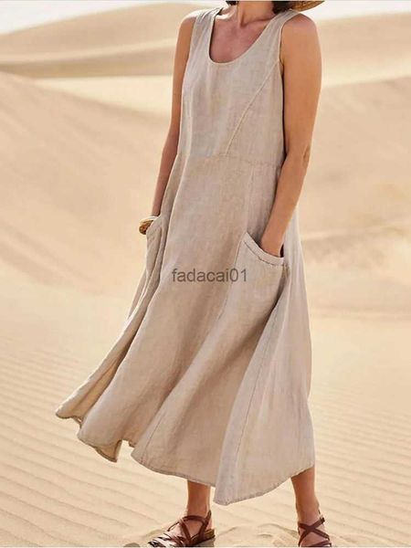 summer women sleeveless sundress elegant round neck cotton linen solid long tank dress vintage pockets beach vestidos 2023 l230621, Black;gray
summer women sleeveless sundress elegant round neck cotton linen solid long tank dress vintage pockets beach vestidos 2023 l230621, Black;gray
