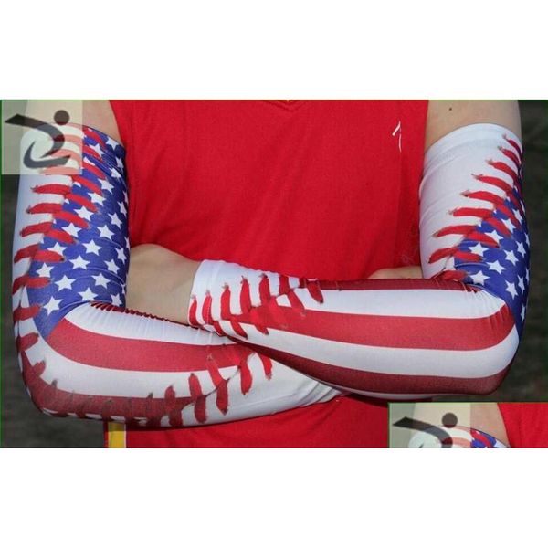 Image of Arm Leg Warmers Us Flag With Baseball Compression Elbow Sleeves Sleeve Bike Golf Live And Die Er Uv Sun Protection Drop Delivery S Dhiyo