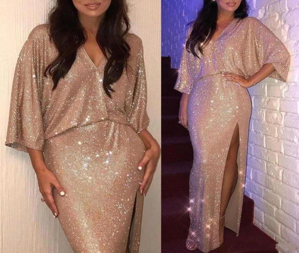 2020 rose gold v neck 34 long sleeves sequin mermaid evening dresses ruched split floor length evening prom gowns plus size3505945, Black;red
2020 rose gold v neck 34 long sleeves sequin mermaid evening dresses ruched split floor length evening prom gowns plus size3505945, Black;red