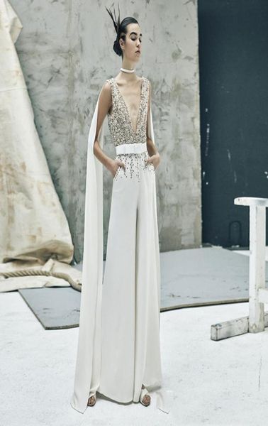 special design white jumpsuit formal evening gown sheer sequins beaded vneck prom dress with wrap saudi style reception dress8100209, Black
special design white jumpsuit formal evening gown sheer sequins beaded vneck prom dress with wrap saudi style reception dress8100209, Black