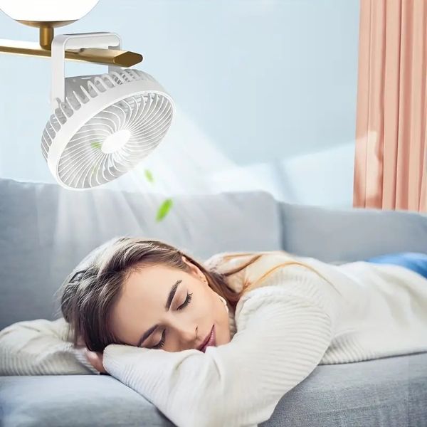 Image of Desktop USB Night Light With Light Fan Four-speed Wind Speed Two-speed Timing Small Fan Outdoor Camping Fan With Light Tent Hanging Charging Suspension Electric Fan