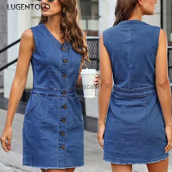 women denim dress thin sleeveless vneck summer singlebreasted blue female casual fashion simple mini dress l230621, Black;gray
women denim dress thin sleeveless vneck summer singlebreasted blue female casual fashion simple mini dress l230621, Black;gray