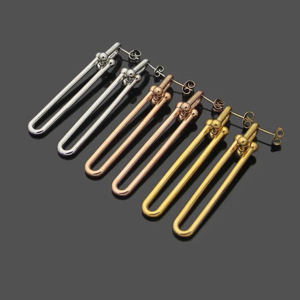womens u-shaped earrings two section long ear studs designer jewelry studs gold/silvery/rose full brand, Golden;silver
womens u-shaped earrings two section long ear studs designer jewelry studs gold/silvery/rose full brand, Golden;silver