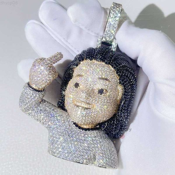 designer jewelry vvs white moissanite mix black moissanite cartoon character 3d face pendant 3" tall iced out moissanite jewelry, Silver
designer jewelry vvs white moissanite mix black moissanite cartoon character 3d face pendant 3" tall iced out moissanite jewelry, Silver