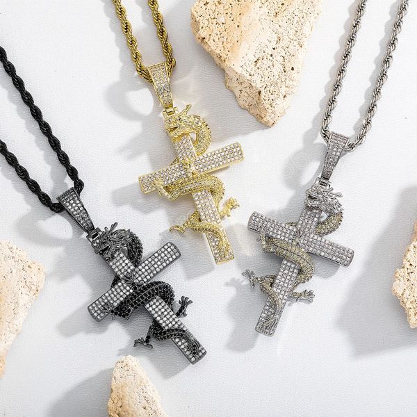 fashion iced out dragon cross pendant bling bling silver plated personality necklace for male punk jewelry
fashion iced out dragon cross pendant bling bling silver plated personality necklace for male punk jewelry