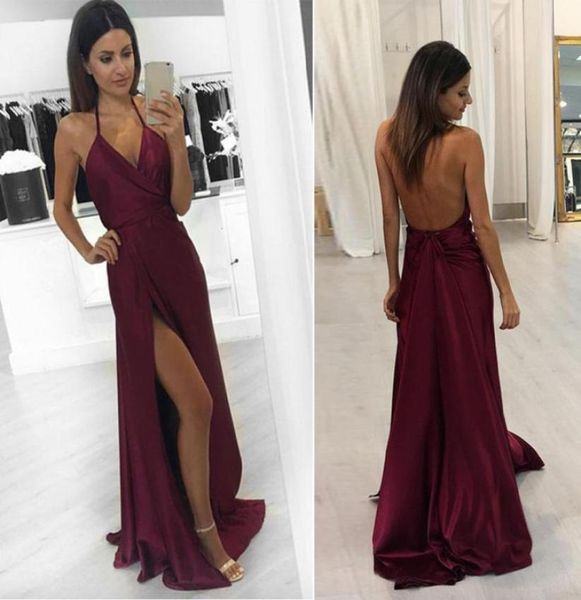 burgundy red prom dresses v neck halter sleeveless satin split side backless long evening dresses african girls party d2124191, Black
burgundy red prom dresses v neck halter sleeveless satin split side backless long evening dresses african girls party d2124191, Black