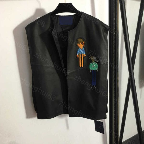23ss casual waistcoats womens designer clothing scarecrow studded bead embroidery pattern 100% imported sheepskin leather sleeveless vest co, Black;white
23ss casual waistcoats womens designer clothing scarecrow studded bead embroidery pattern 100% imported sheepskin leather sleeveless vest co, Black;white