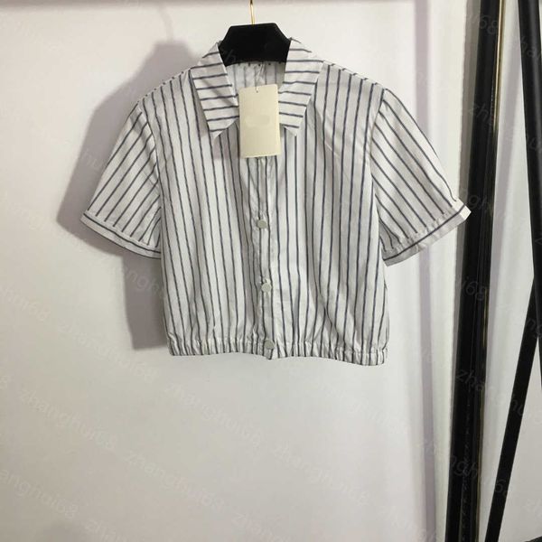 23ss women shirt womens designer clothing high neck blouse back logo embroidered letter short sleeve striped shirt women clothes, White
23ss women shirt womens designer clothing high neck blouse back logo embroidered letter short sleeve striped shirt women clothes, White