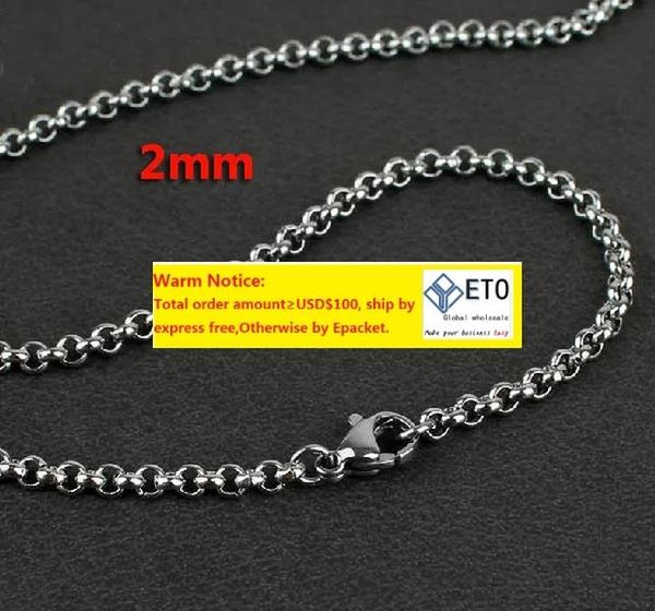 wholesale 2mm 316l stainless steel necklace round rolo link chains women mens fashion jewelry 20pcs link chains, Silver
wholesale 2mm 316l stainless steel necklace round rolo link chains women mens fashion jewelry 20pcs link chains, Silver