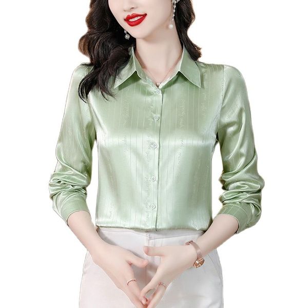 luxury fashion green satin button up shirt women's designer lapel jacquard blouses business runway silk formal shirts 2023 sweet girl b, White
luxury fashion green satin button up shirt women's designer lapel jacquard blouses business runway silk formal shirts 2023 sweet girl b, White