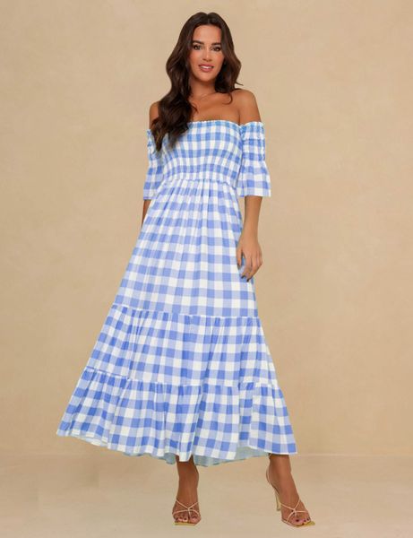 basic casual dresses 2023 graceful tube plaid spring and summer backless ins style off the neck dress 230701, Black;gray
basic casual dresses 2023 graceful tube plaid spring and summer backless ins style off the neck dress 230701, Black;gray