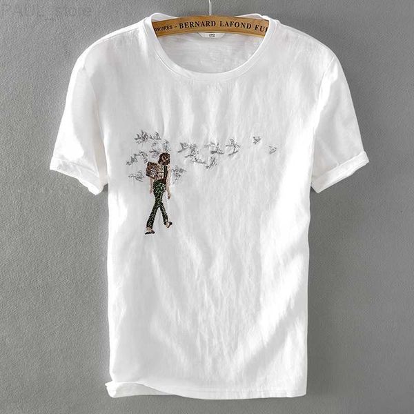 men's t-shirts designer linen embroidered short-sleeved t-shirt men cotton and flax stitching loose t shirt mens fashion comfortable ts, White;black
men's t-shirts designer linen embroidered short-sleeved t-shirt men cotton and flax stitching loose t shirt mens fashion comfortable ts, White;black