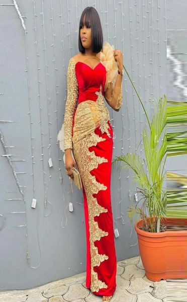 2022 african red sheath evening dresses wear long sleeves sheer neck gold lace appliques plus size special occasion prom party gow1357823, Black;red
2022 african red sheath evening dresses wear long sleeves sheer neck gold lace appliques plus size special occasion prom party gow1357823, Black;red