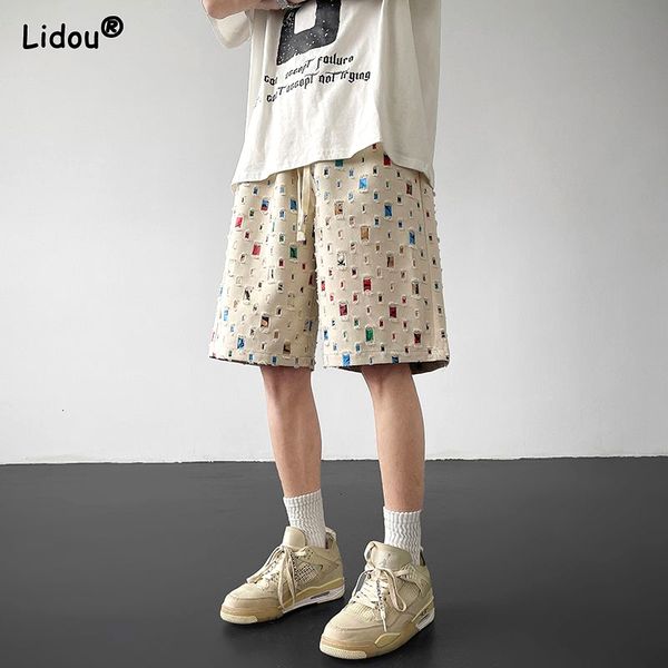 men s shorts clothing fashion loose high waist patchwork man summer lacing printing handsome pockets sports comfortable casual 230701, White;black
men s shorts clothing fashion loose high waist patchwork man summer lacing printing handsome pockets sports comfortable casual 230701, White;black